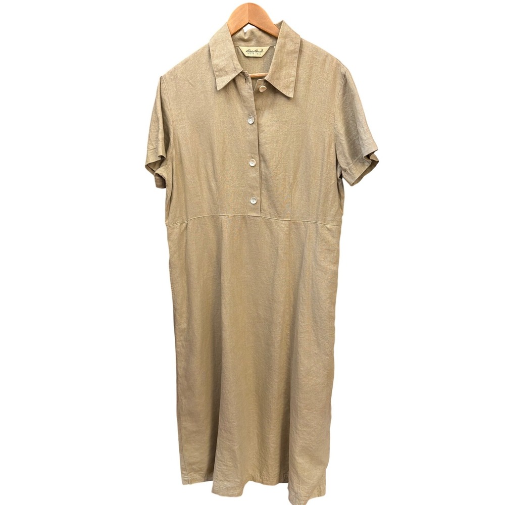 Vintage Eddie Bauer Linen Maxi Dress Coastal Minimalist Lagenlook Cottagecore
